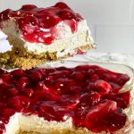 slice of cherry cream cheese dessert