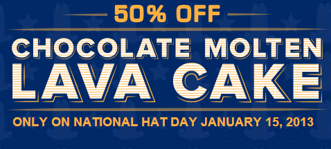 Arby S National Hat Day Celebrate With Chocolate Molten Lava Cake Eat Move Make