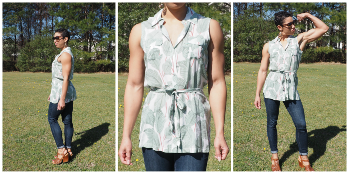 Orvis Banana Print Sleeveless Tunic