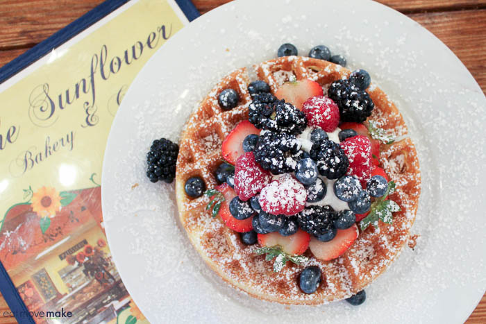 Belgian Waffle with Mixed Fruit - Sunflower Cafe- Galveston TX