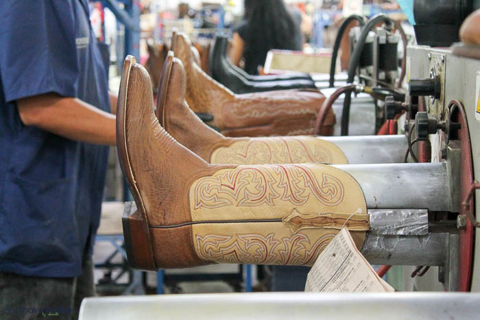 ironing the boots at Lucchese