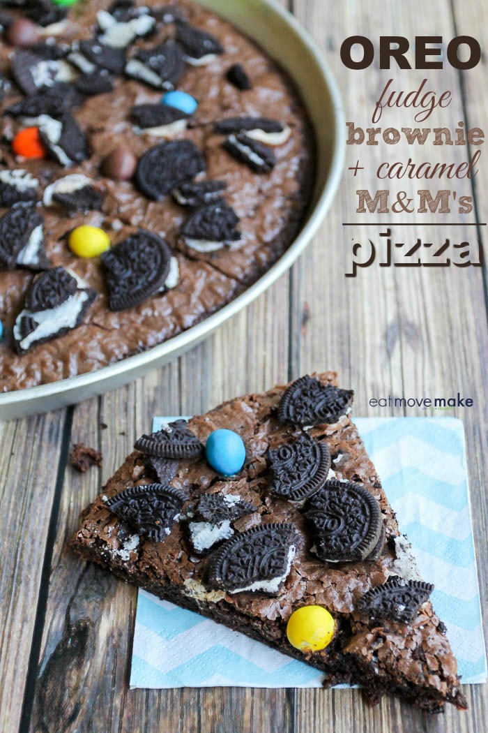 Oreo Brownie Pizza - A Fudge, Caramel and Cookie Collision!