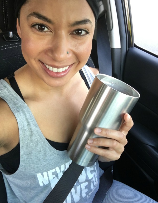 Protein smoothie in the car