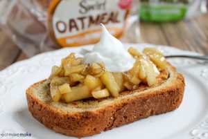 A close up of a piece of bread with compote