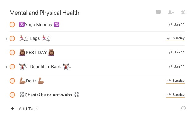 Todoist workout schedule meet fitness goals