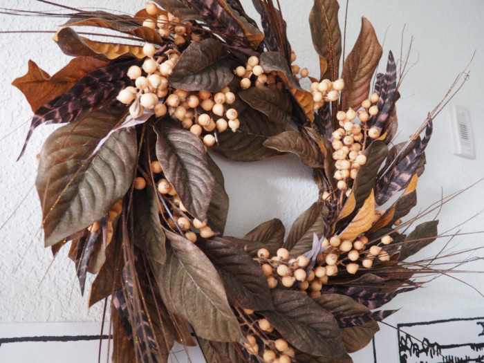 Nearly Natural Feather and Berry Wreath