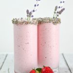 lavender smoothies in glasses