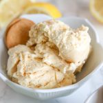 bowl of lemon basil cookie crunch ice cream