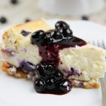 blueberry lemon cheesecake with blueberry topping