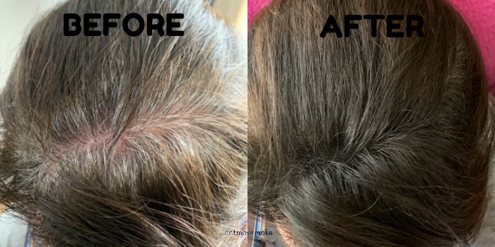 Gray Away temporary root concealer spray before and after