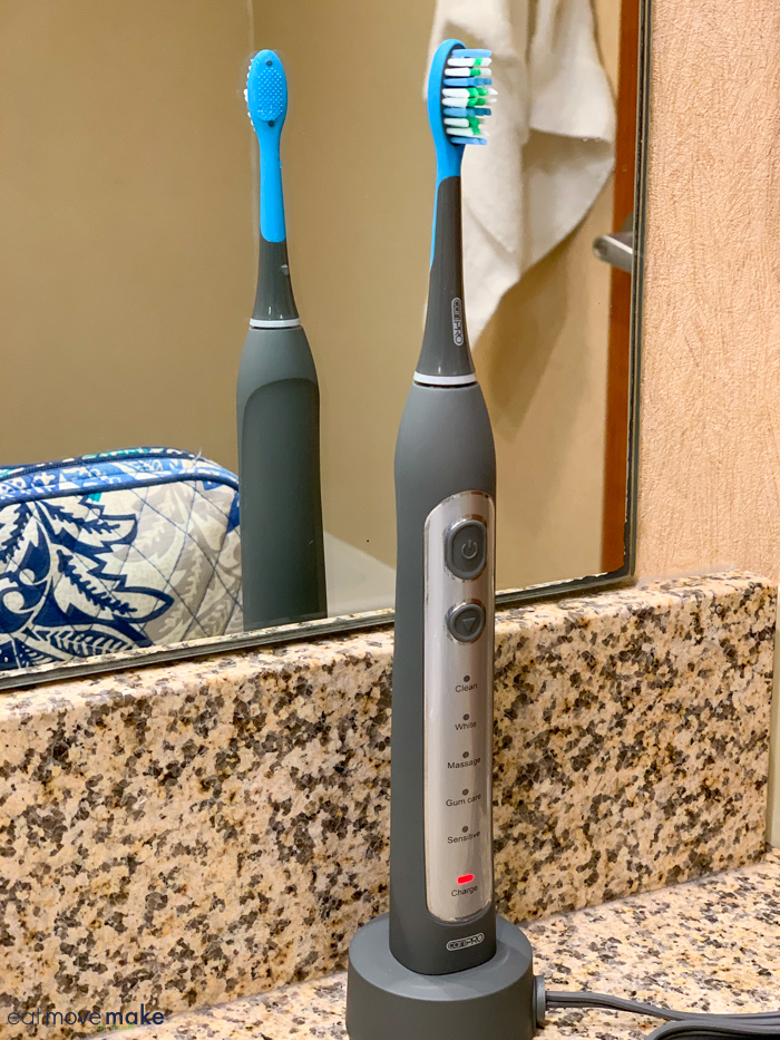 electric toothbrush on bathroom counter