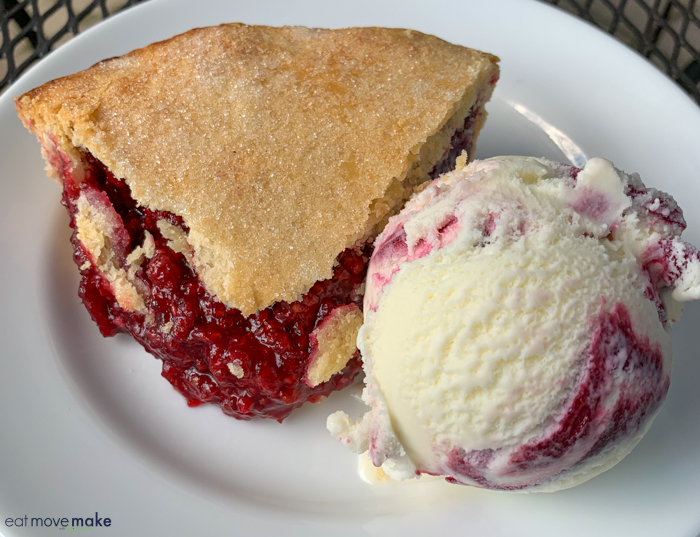 fresh raspberry pie with Oregon blackberry ice cream from Cafe Persimmon.