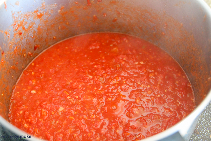 cooked down tomatoes in pot