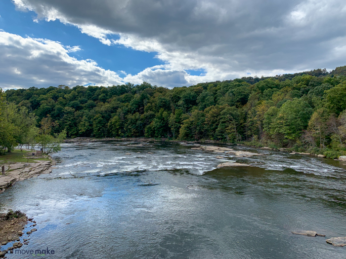 view of Yough from pedestrian bridge in Ohiopyle