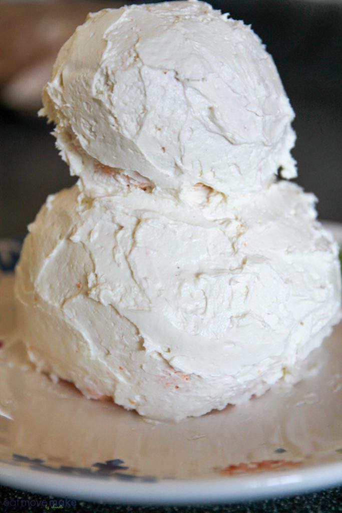 whipped cream cheese on snowman