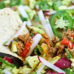 dipping chip in turkey taco skillet bake