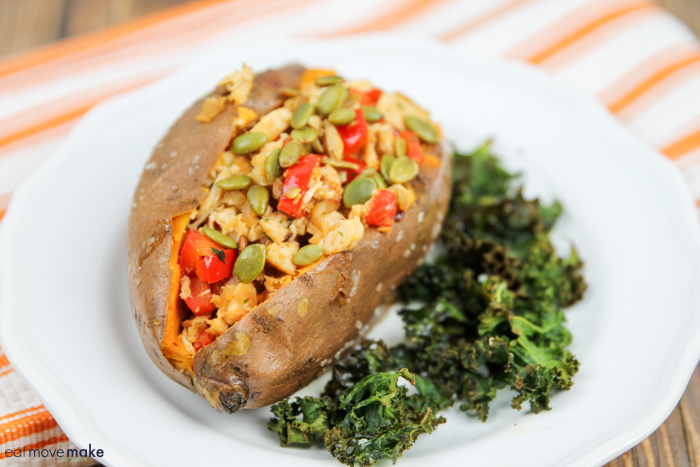 chicken kiev loaded sweet potatoes