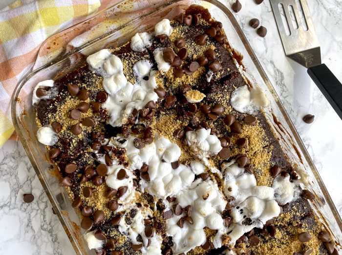 s'mores cake on table