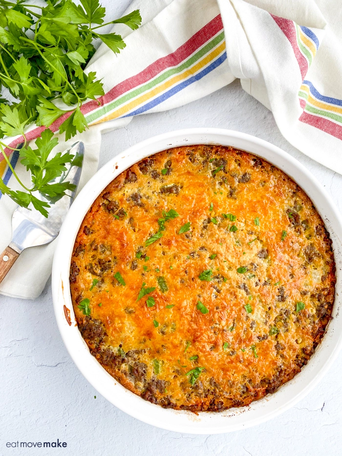 Bisquick cheeseburger pie overhead