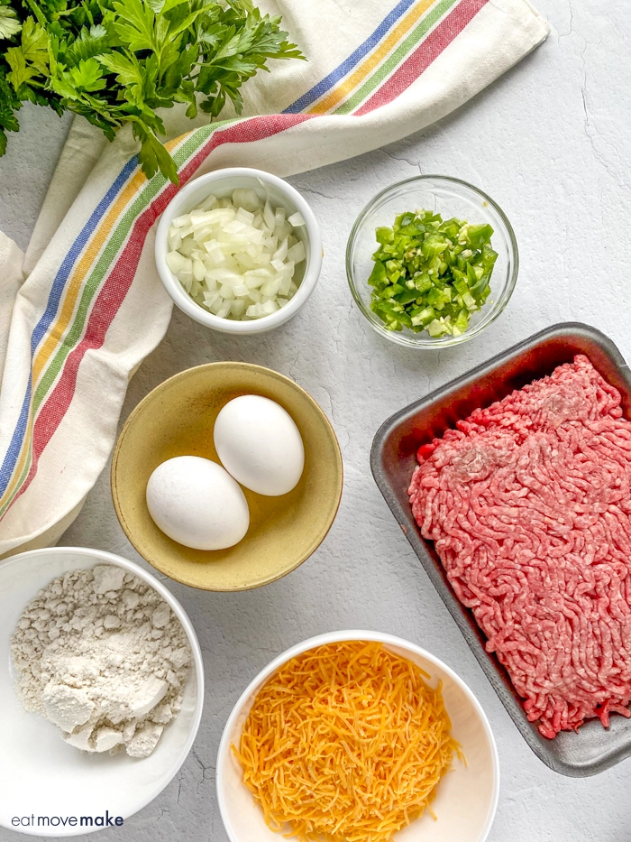 ingredients for Bisquick impossible cheeseburger pie