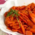 glazed carrots in serving dish