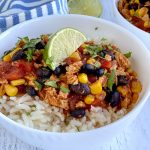 bowl of chicken chili rice on table