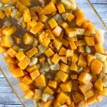 roasted butternut squash and apples in baking dish