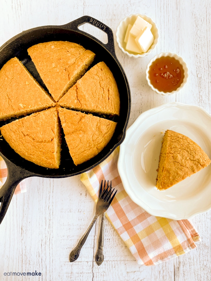 sliced pumpkin cornbread on table