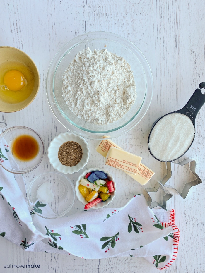 ingredients for stained glass window cookies