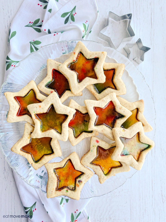 plate of stained glass cookies