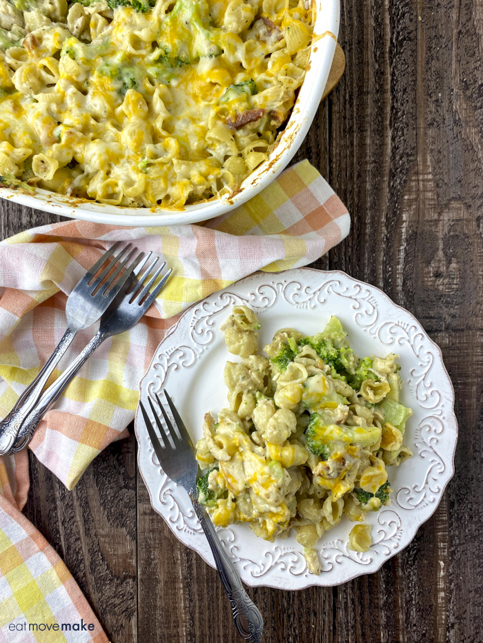 Creamy Chicken Pasta Broccoli Casserole Eat Move Make
