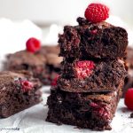 stack of raspberry brownies