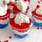 red white blue jello parfaits in cups