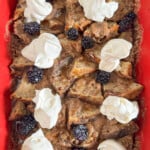 baked french toast with blackberries and whipped cream