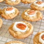 cooled maple pecan cookies on wire grid.